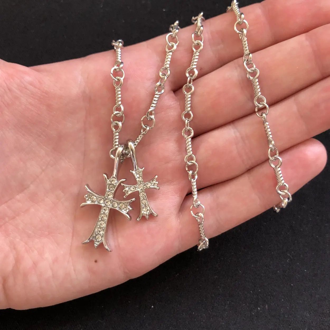 Jewelry Double Cross Necklace Punk Gothic Size ONE SIZE - 4 Thumbnail
