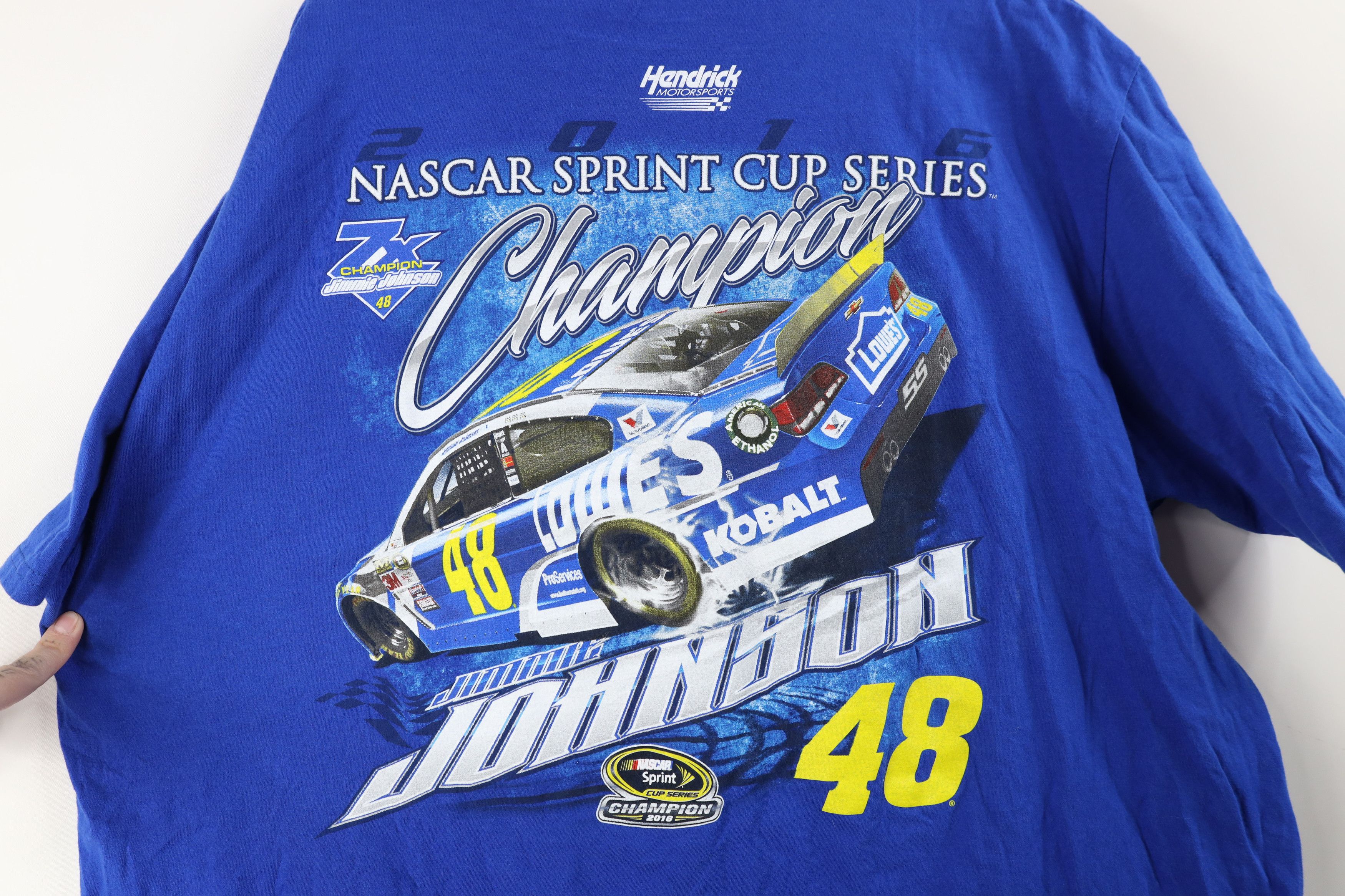 Vintage Vintage Y2K NASCAR Jimmie Johnson Racing T-Shirt Blue Size US XXL / EU 58 / 5 - 11 Thumbnail