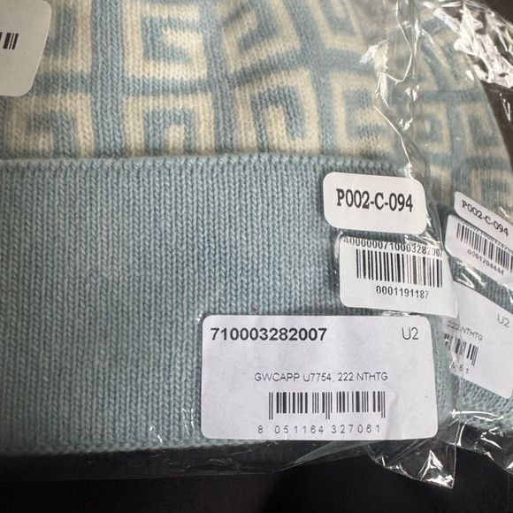 Givenchy Givenchy Light Blue Patterned Beanie Size ONE SIZE - 4 Thumbnail