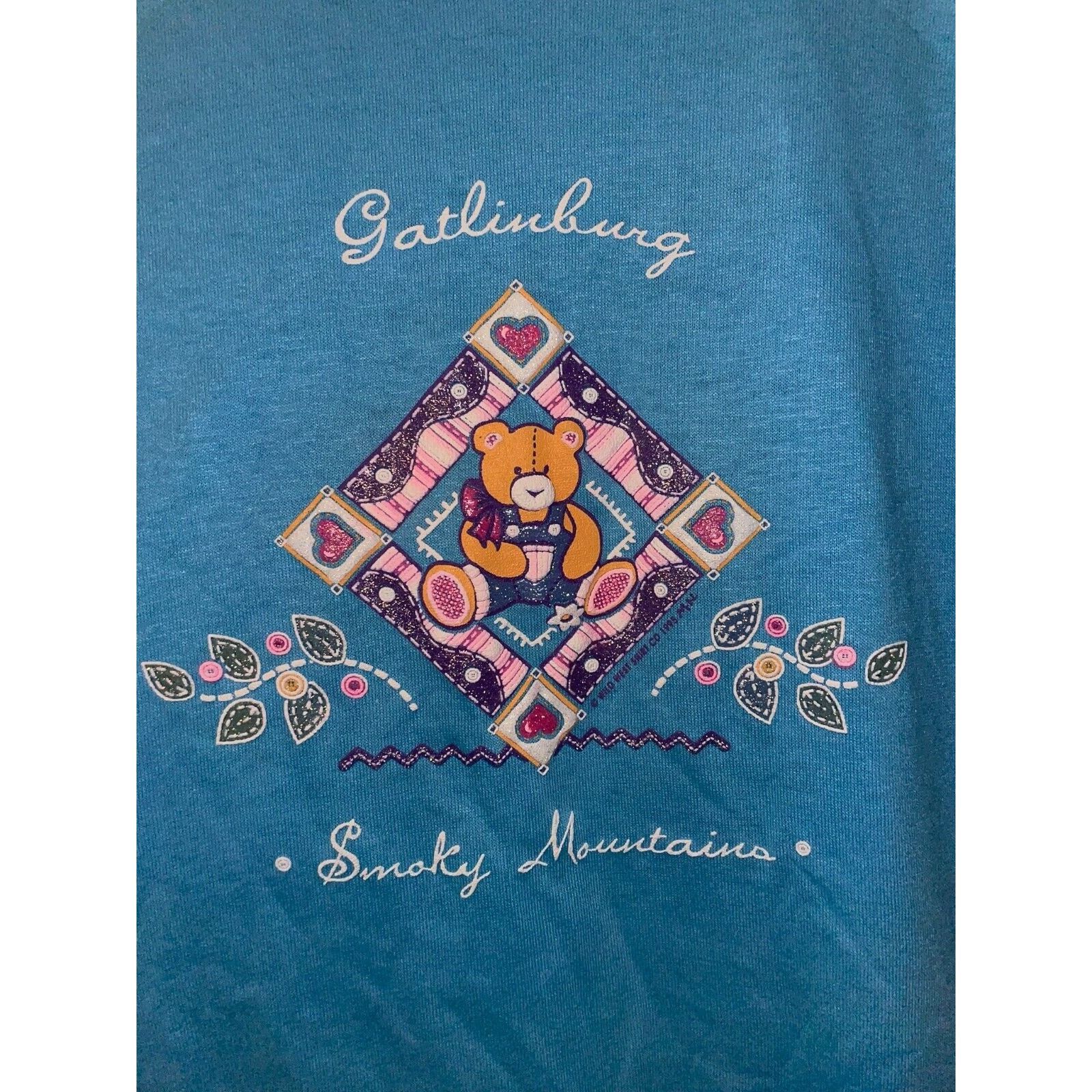 Jerzees Vintage Gatlinburg Shirt Smoky Mountains Blue VTG 90s Large Size US L / EU 52-54 / 3 - 6 Thumbnail