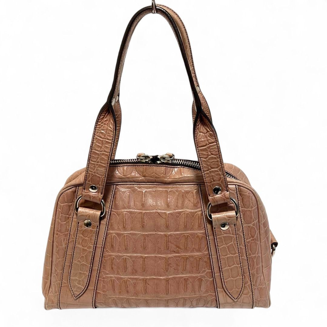 Miu Miu Miu Miu - Croc Embossed Handbag Pink Leather Size ONE SIZE - 2 Thumbnail
