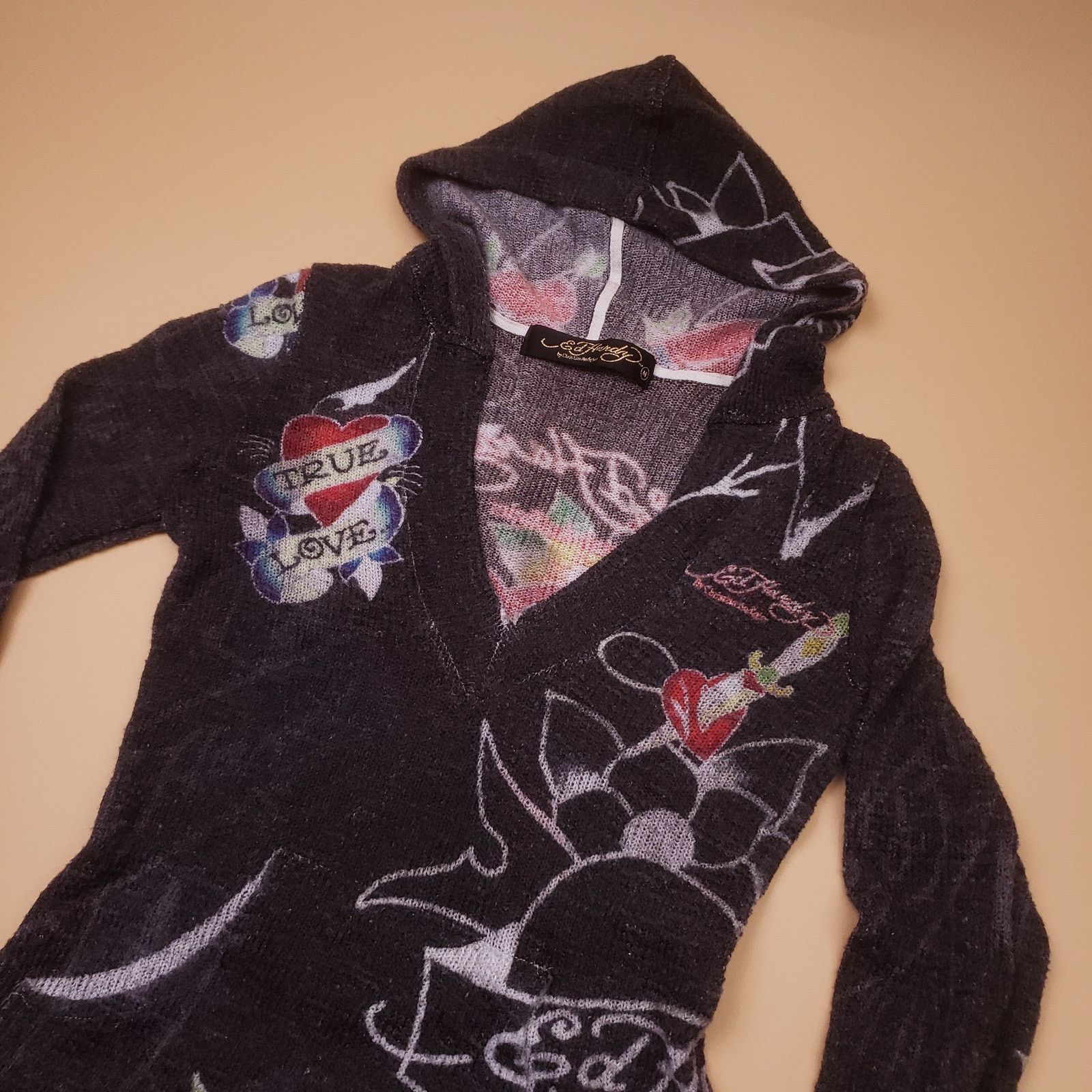 Ed Hardy Vtg Ed Hardy fitted pullover v-neck mini dress PETITE Size XS / US 0-2 / IT 36-38 - 3 Thumbnail