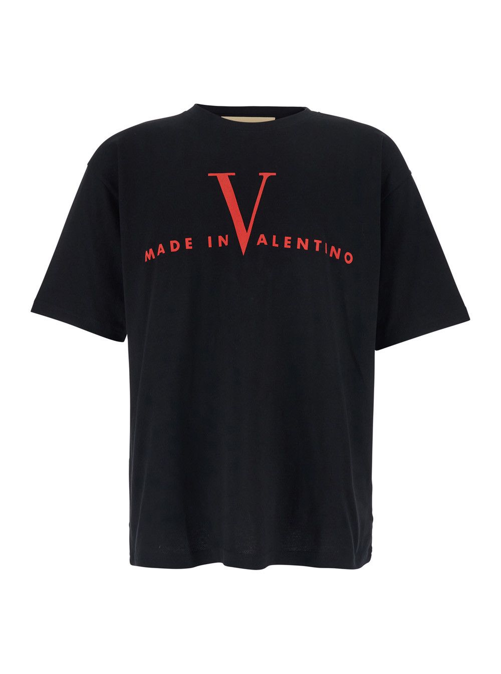 Valentino Black T-Shirt with Logo Print on the Front and Dropped Shoulders in Cotton for Men Size US XL / EU 56 / 4 - 1 Thumbnail