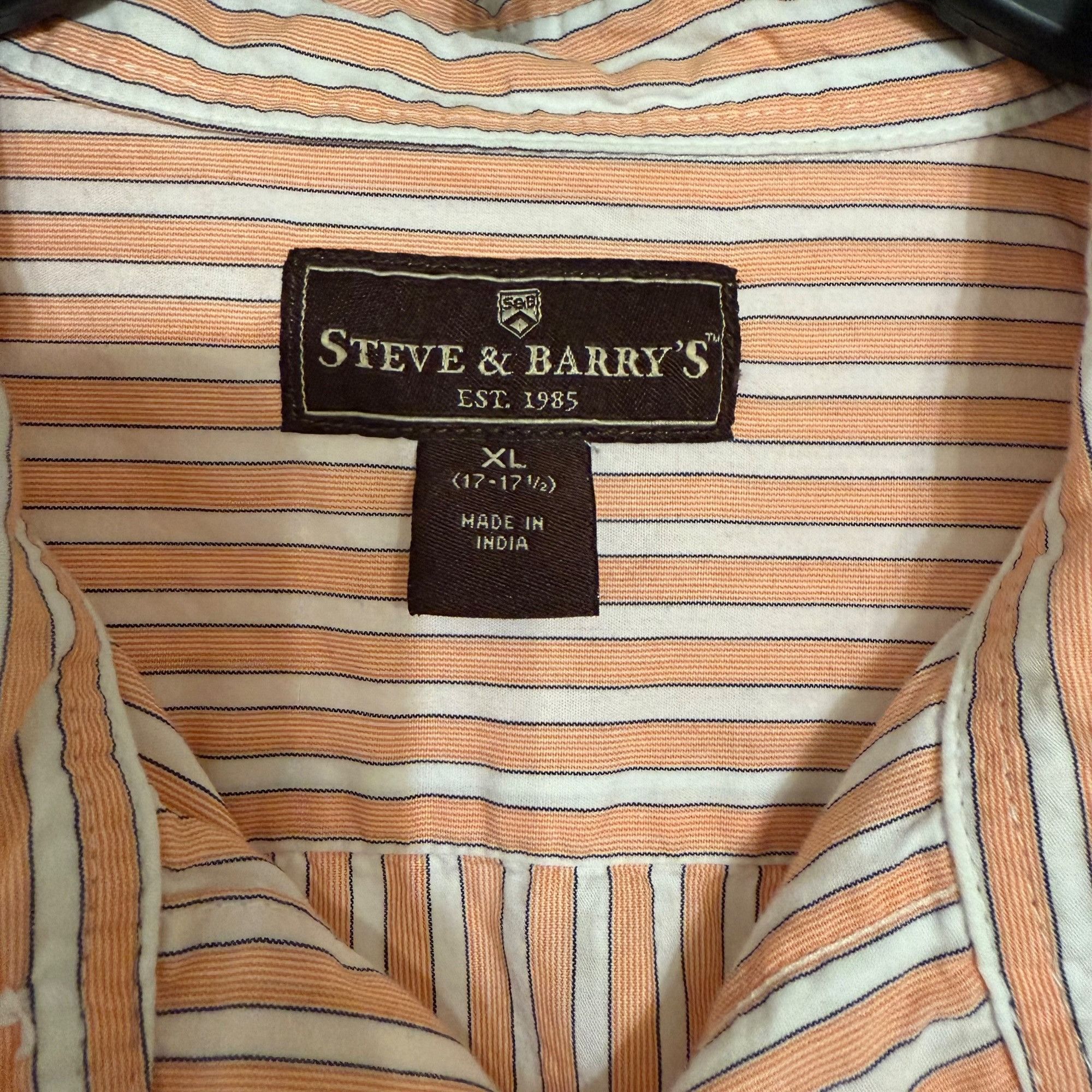 Other Steve & Barrys Mens Orange & White Striped Button-Up Shirt X Size US XL / EU 56 / 4 - 4 Thumbnail