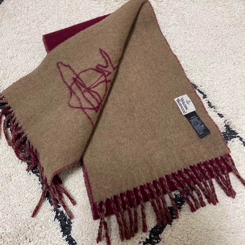 Vivienne Westwood Vivienne Westwood Saturn wine red double-sided wool scarf Size ONE SIZE - 4 Thumbnail