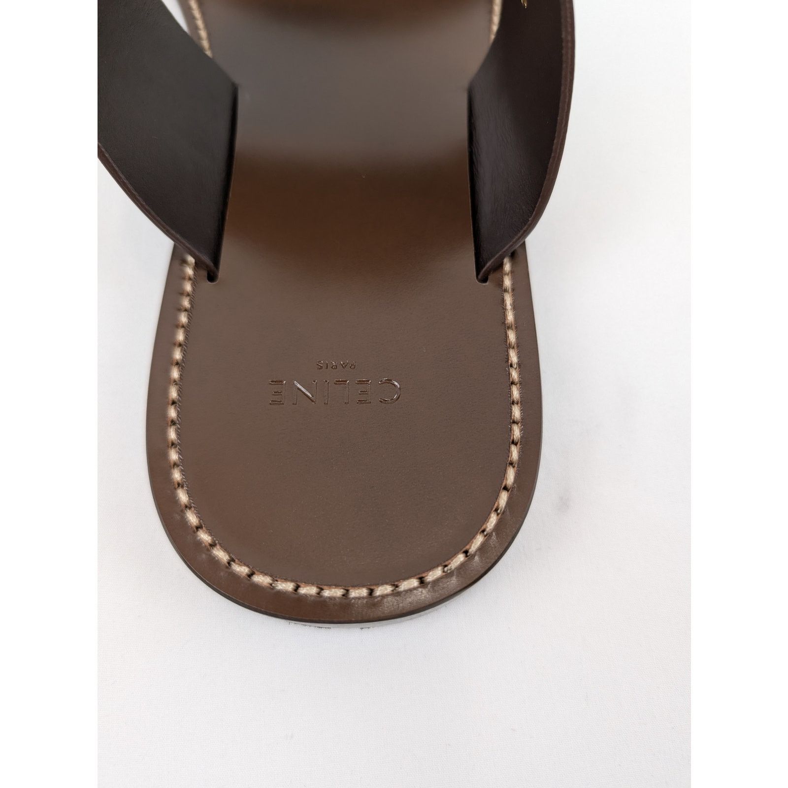 Celine o1rshd1 Calfskin-Vegetal Tanning Slides Slipper Dark Brown Size US 11 / EU 44 - 12 Thumbnail
