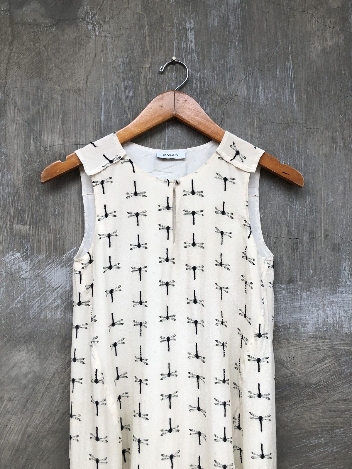MAX&Co. MAX&Co Dragonfly Pattern Women White Midi Dress Size XS / US 0-2 / IT 36-38 - 2 Thumbnail