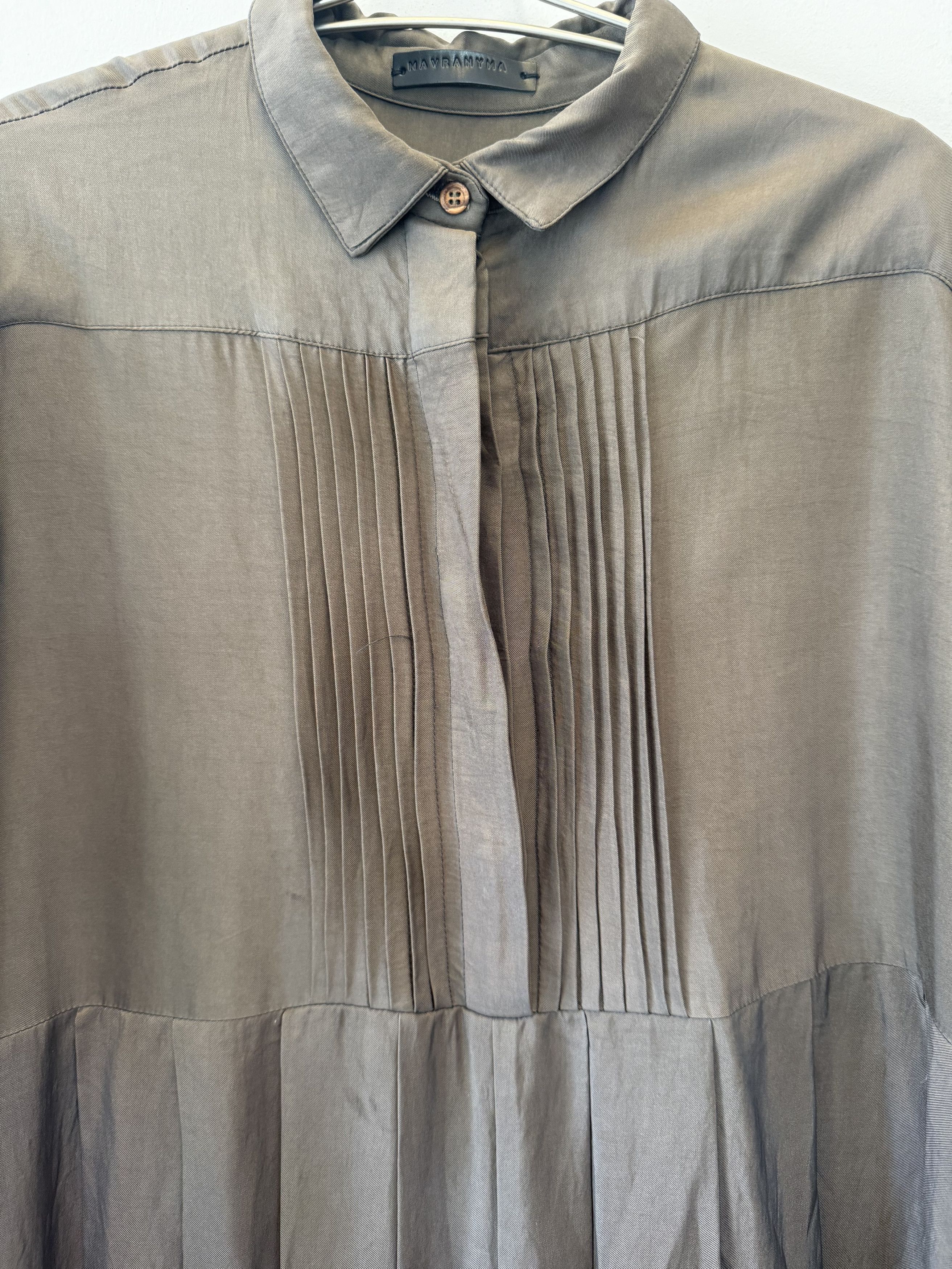 Mavranyma Brown pleated silk dress Size M / US 6-8 / IT 42-44 - 2 Thumbnail