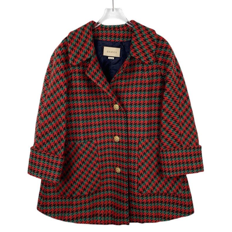 Gucci Gucci Size 34 Red lapel single-breasted wool tweed checker Size US XXS / EU 40 - 1 Thumbnail