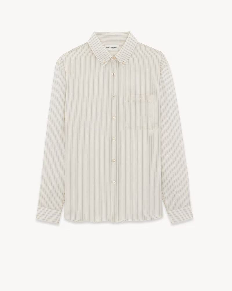 Saint Laurent Paris o1bcso1str1124 Shirt in off White Size US S / EU 44-46 / 1 - 1 Thumbnail