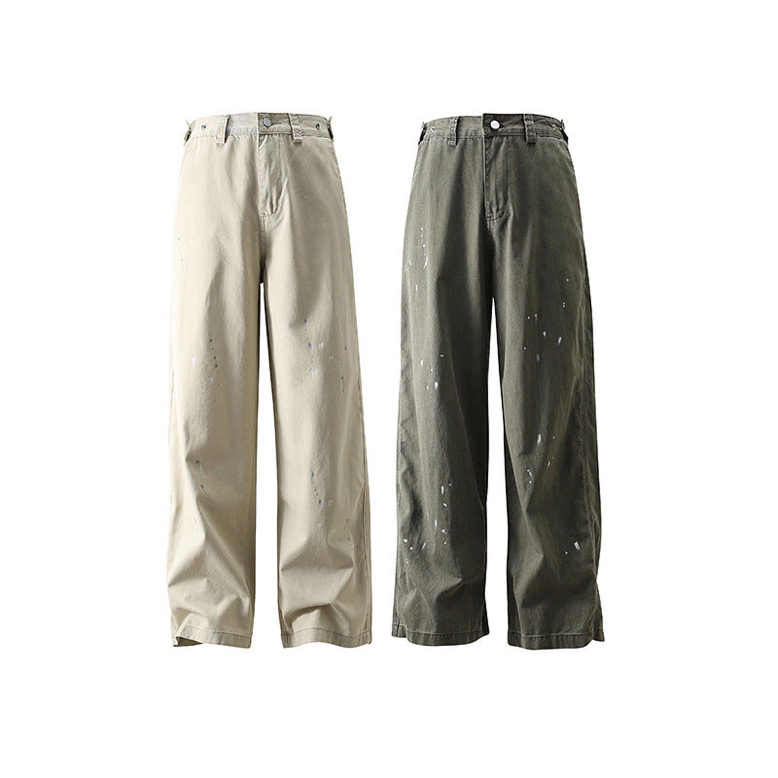 Japanese Brand Olive Green Distressed Wide Leg Pants, Loose Fit Trousers Size US 30 / EU 46 - 7 Thumbnail