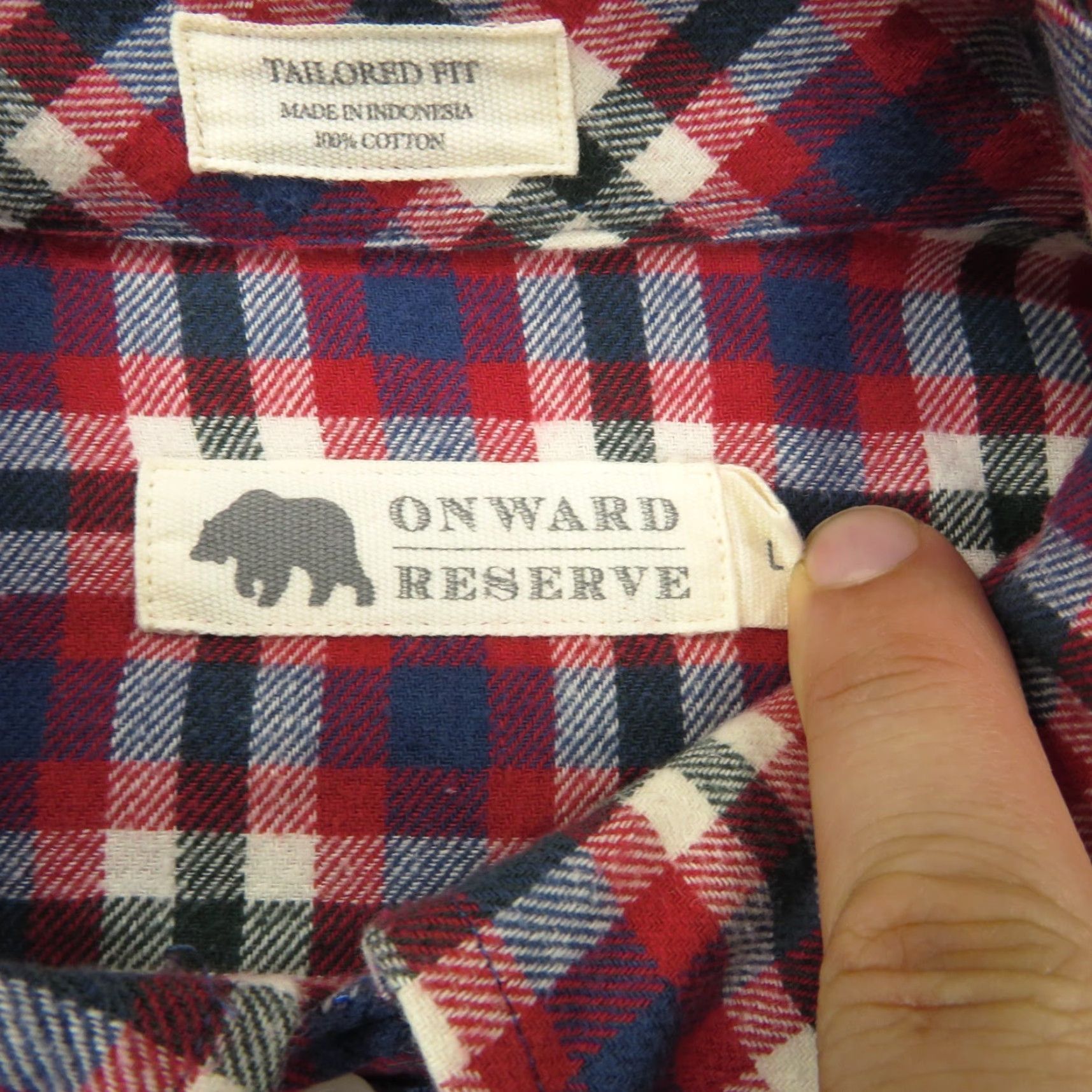 Vintage Onward Reserve Shirt Men Large Red Blue White Plaid Cotton Flannel Long Sleeve Button-Up Size US L / EU 52-54 / 3 - 4 Thumbnail