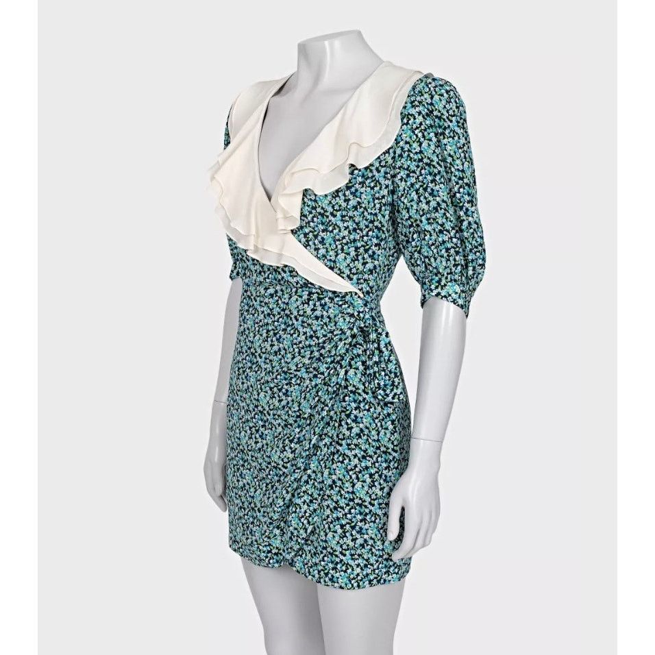 Alessandra Rich Alessandra Rich Blue Floral Silk Dress Sz.40 Size S / US 4 / IT 40 - 2 Thumbnail