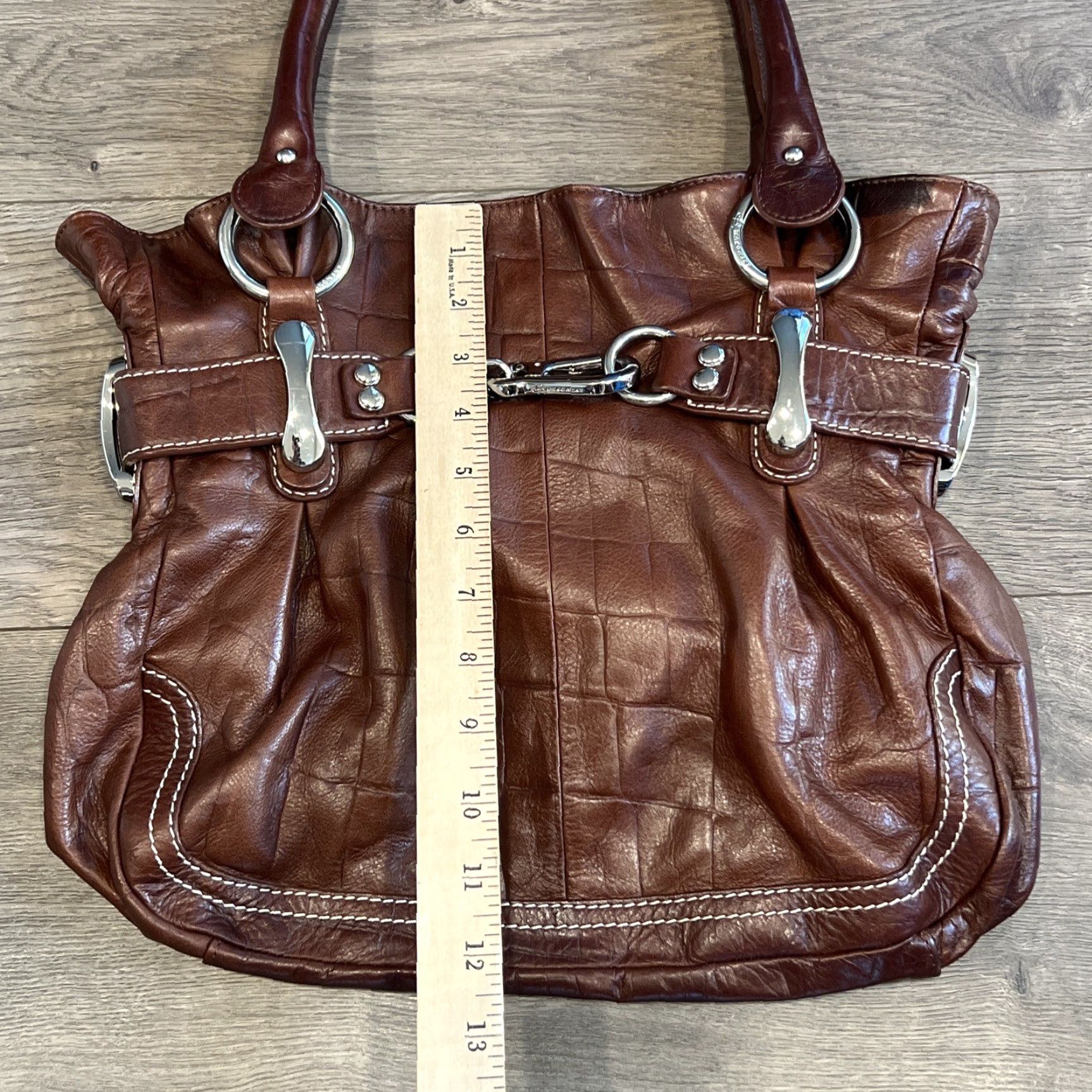 Vintage B. Makowsky Hobo Bag Purse Large Dark Brown Genuine Leather Shoulder Bag for Women Size ONE SIZE - 2 Thumbnail