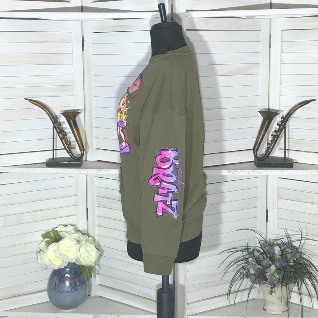 Vintage Y2K Bratz cotton oversized sweatshirt green patchwork XS Size XS / US 0-2 / IT 36-38 - 4 Thumbnail