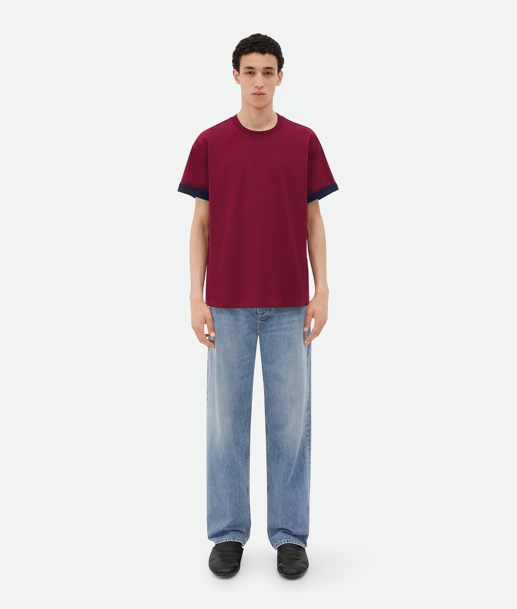 Bottega Veneta o1n1vont0125 Double Layer Relaxed Cotton T-Shirt Burgundy Size US L / EU 52-54 / 3 - 1 Thumbnail