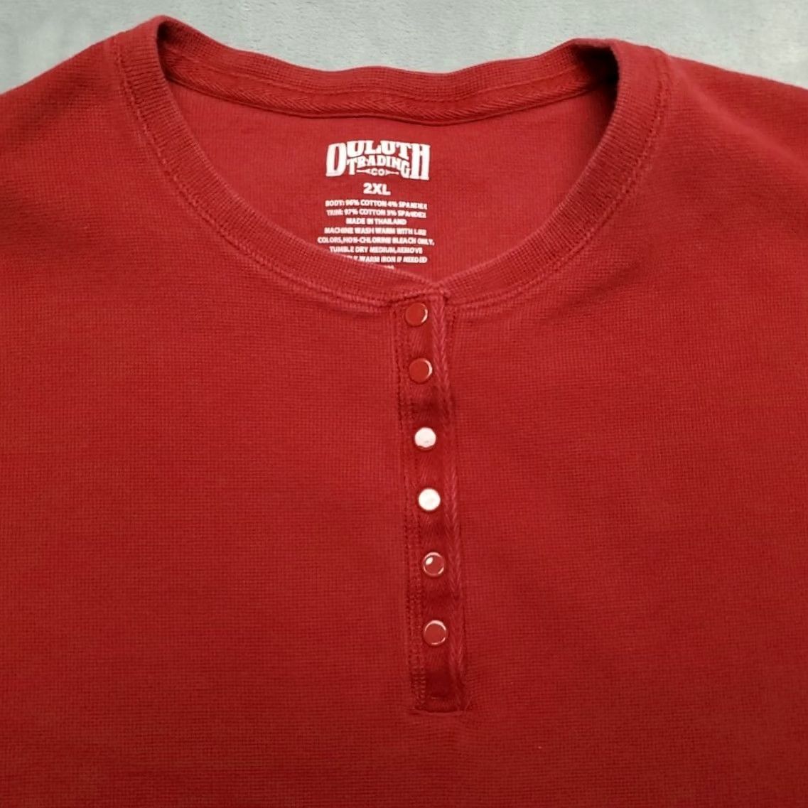 Vintage Duluth Trading Shirt Womens 2XL Red Button Henley Outdoor Cabin Casual Tee Shirt Women Long Sleeve Cotton Blend Knit Pullover TEE, Navy? Size XXL / US 16-18 / IT 52-54 - 2 Thumbnail