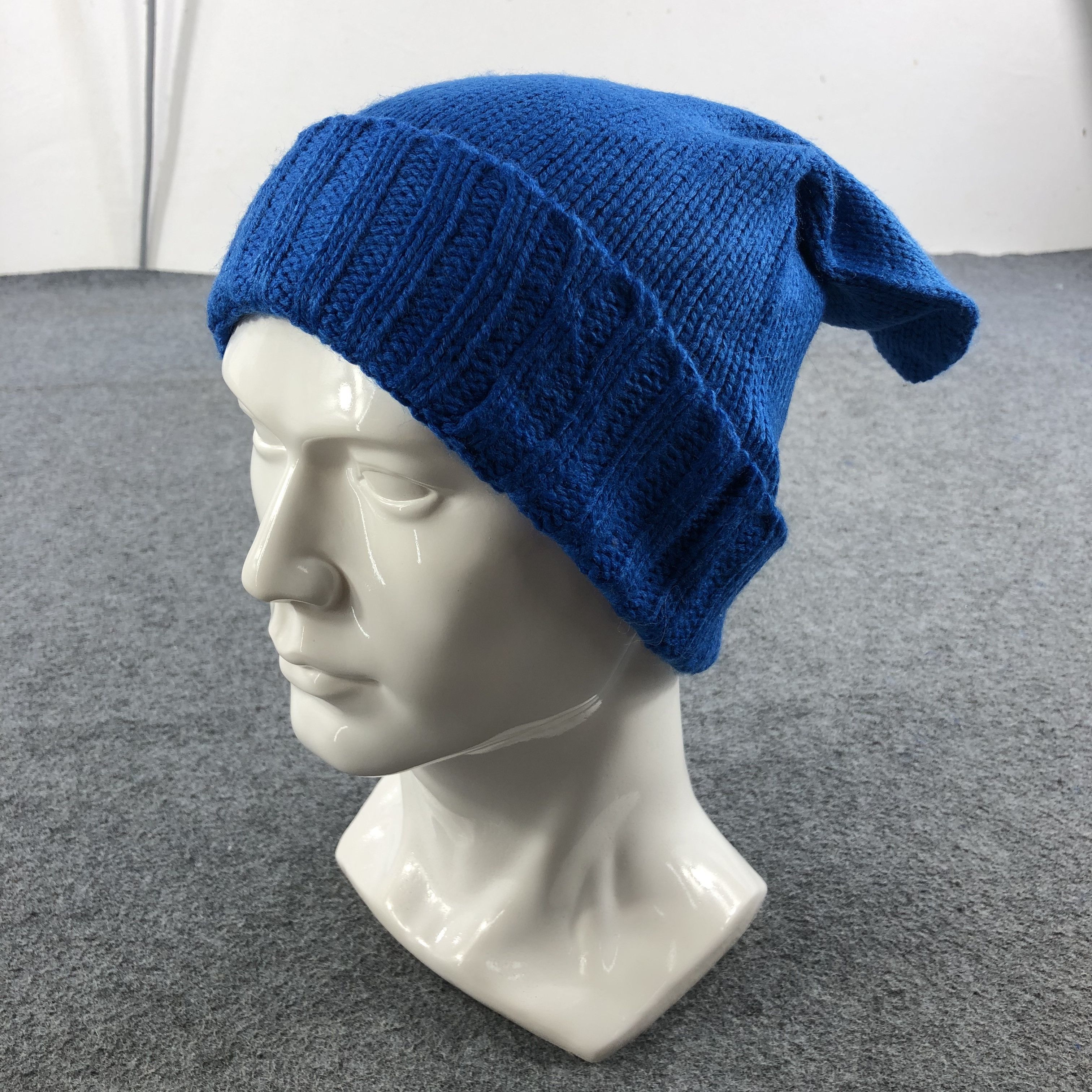 Vintage Blue Horned Beanie Snowcap Snow Hat B149 Size ONE SIZE - 1 Thumbnail