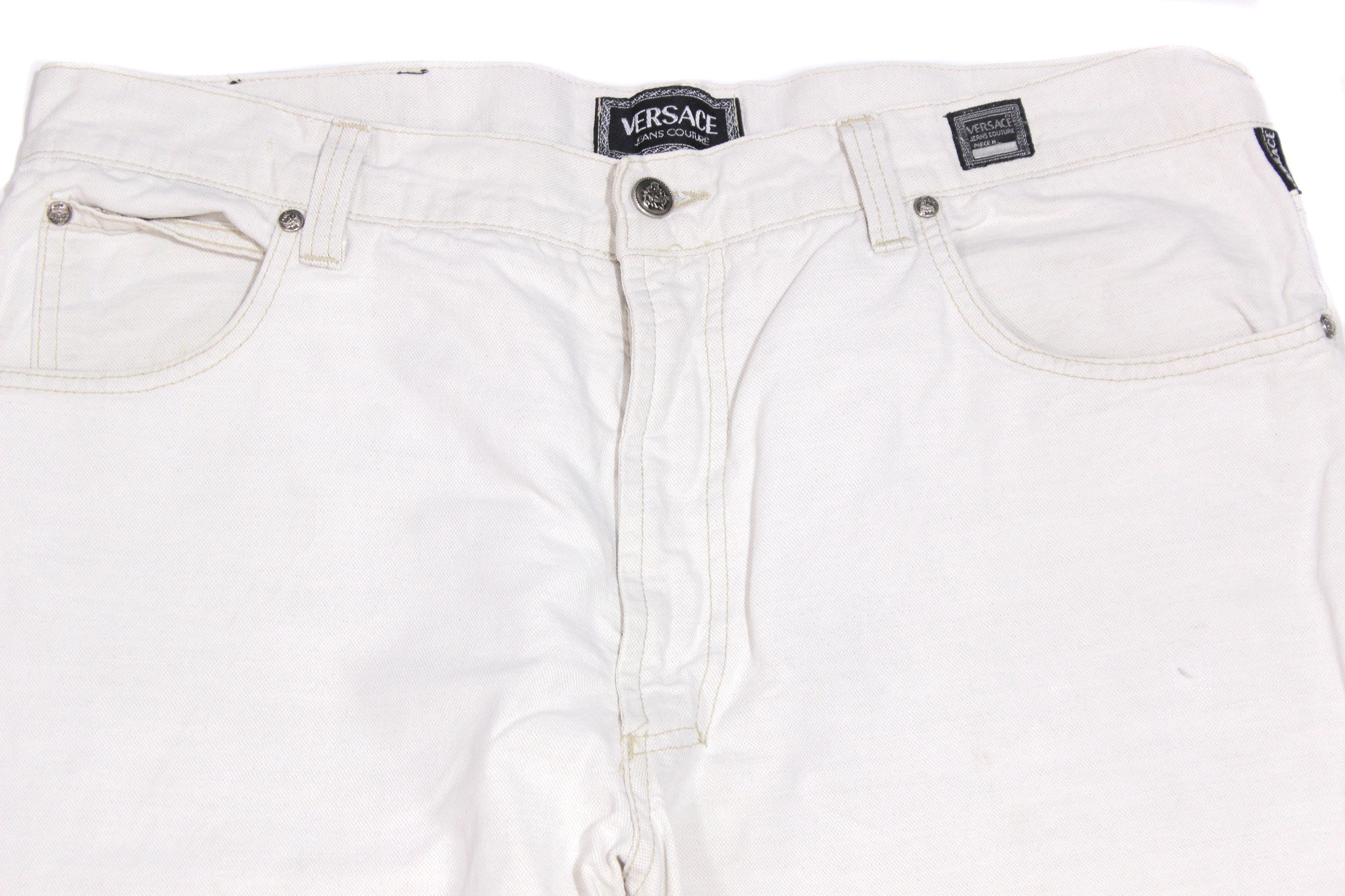 Versace 90S Medusa Buttons Cotton Linen Jeans Vintage Size US 40 / EU 56 - 3 Thumbnail