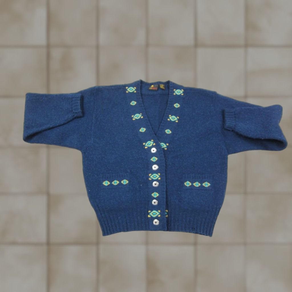 Vintage VINTAGE Lizsport Cardigan Women's M Blue Wool Knit 80s Button Up Sweater Cardigan 90s City Classic Mens Womens Boys Girls Size M / US 6-8 / IT 42-44 - 1 Thumbnail