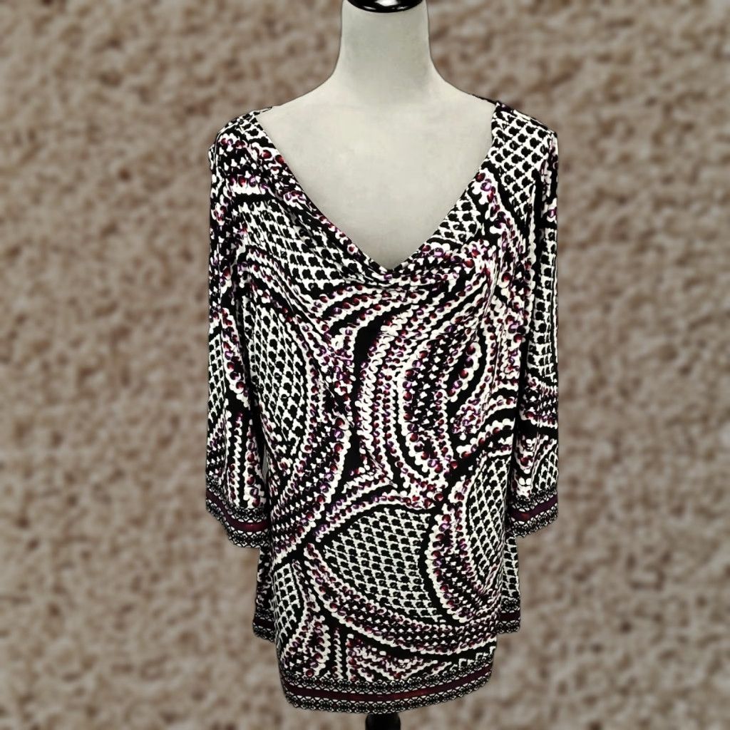 White House Black Market White House Black Market Blouse Womens XL Geometric V Neck 3/4 Sleeve Multicolor Tunic Casual Mens? wom? Size XL / US 12-14 / IT 48-50 - 1 Thumbnail