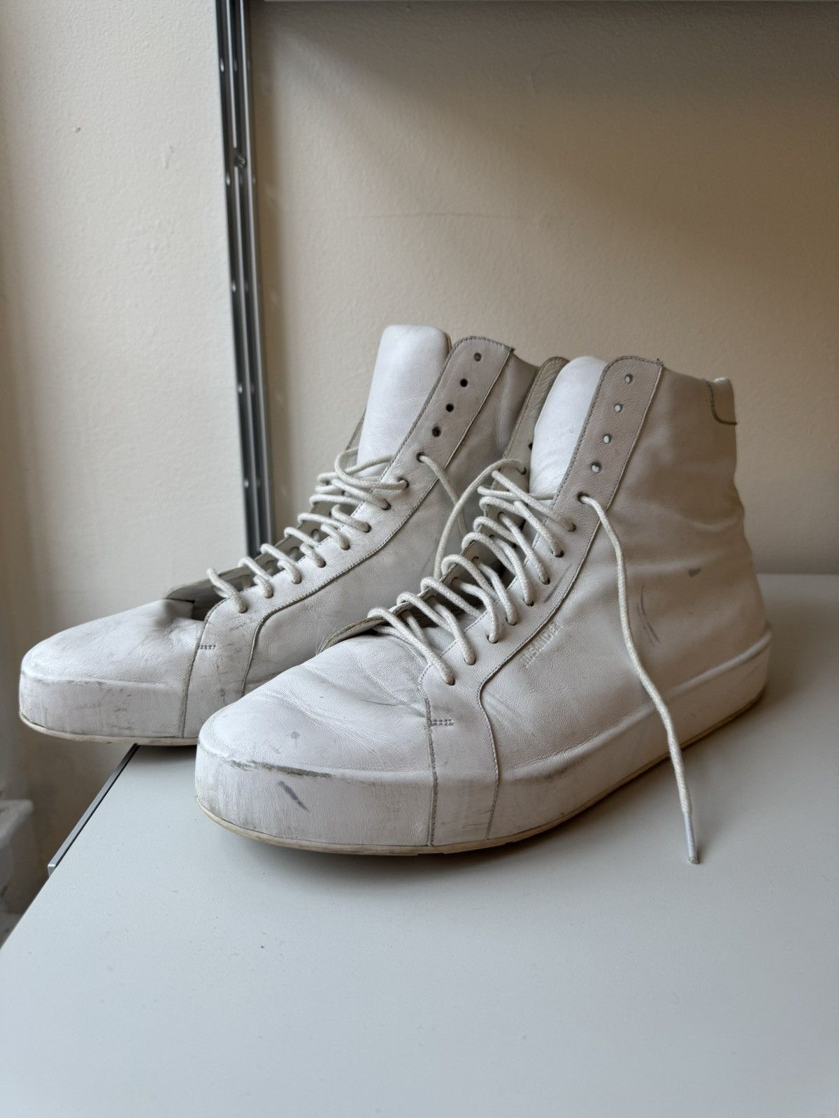 Jil Sander Jil Sander Men's High Top Sneakers Sz 44 White Leather Sz 11 Size US 11 / EU 44 - 1 Thumbnail