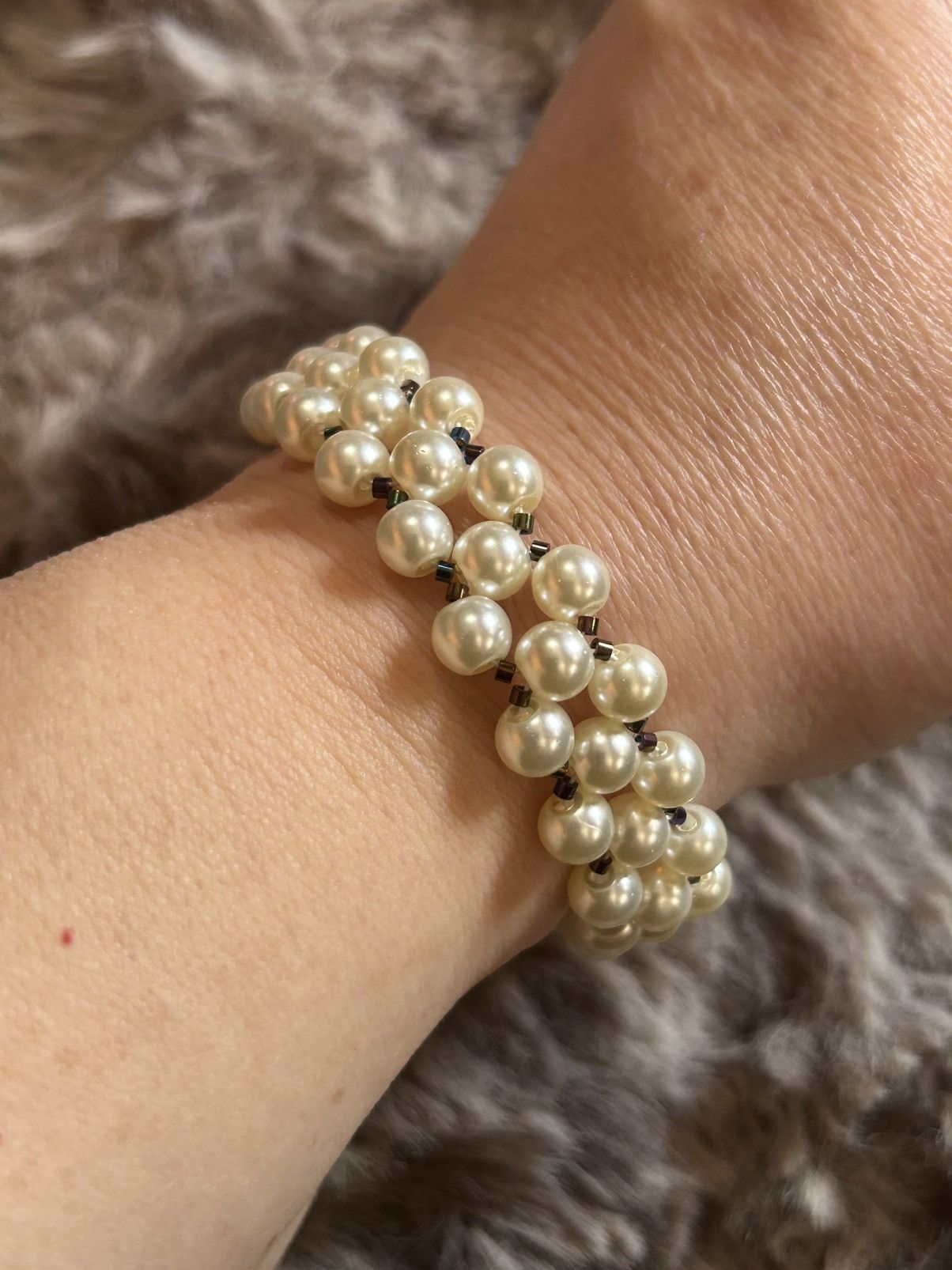 Handmade Handcrafted classic Czech glass pearl rainbow bracelet Size ONE SIZE - 3 Thumbnail