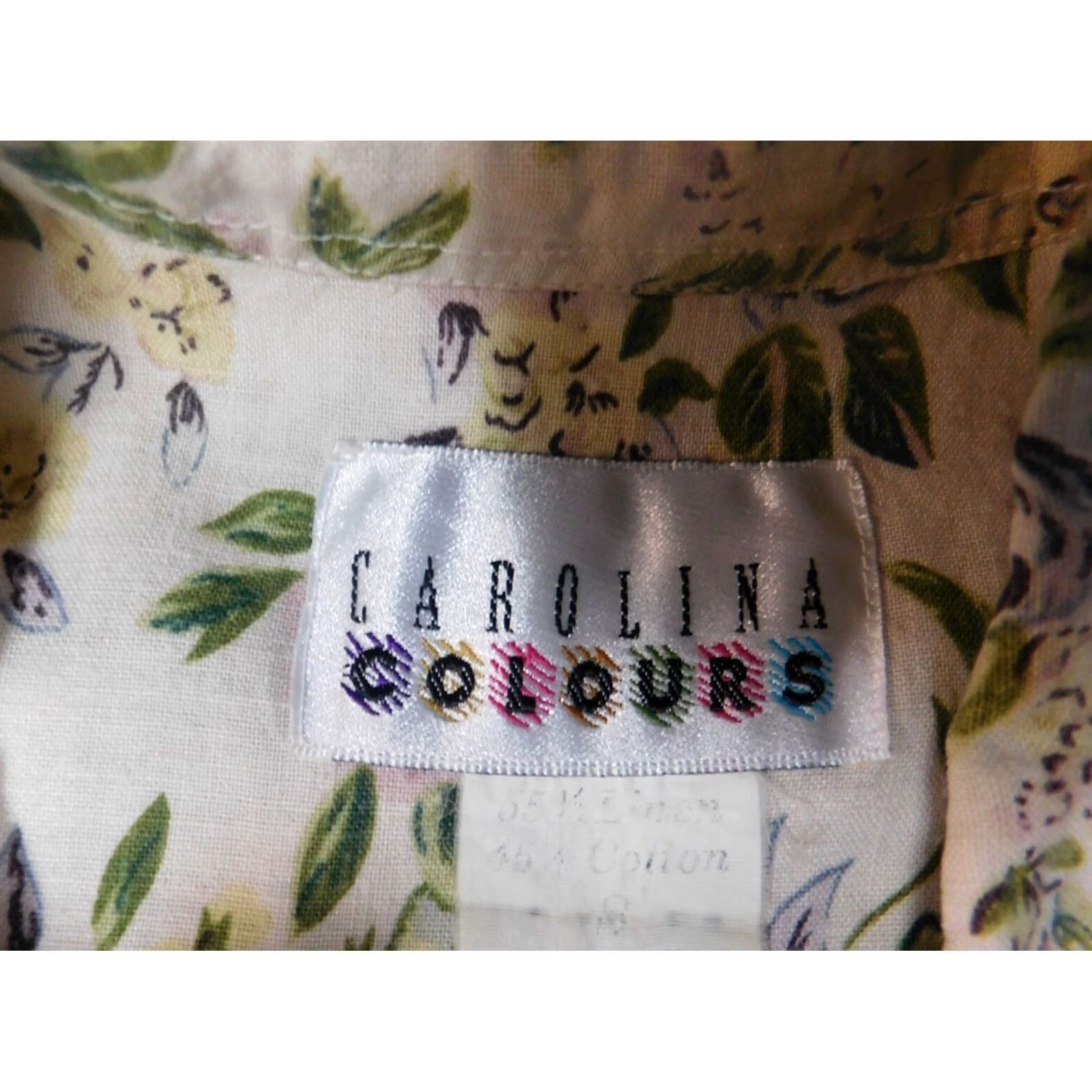 Vintage Carolina Colours Womens Blouse S Yellow Floral Short Sleeve Button Crew Neck Cotton Linen Casual Size S / US 4 / IT 40 - 6 Thumbnail