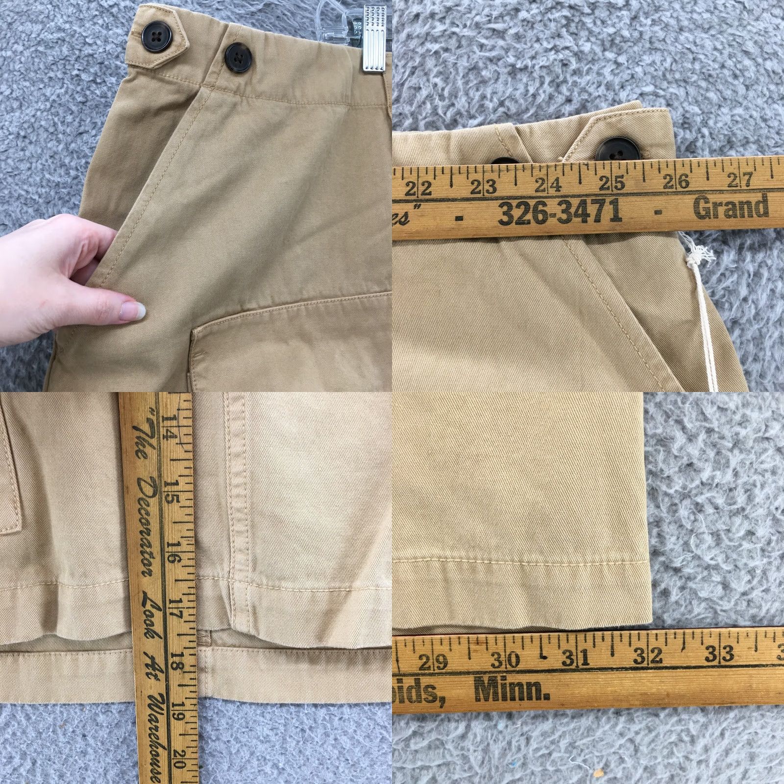 Vintage Universal Thread A-Line Mini Skirt Womens 26 Beige Pocket Zip NEW Size 26" / US 2 / IT 38 - 8 Thumbnail