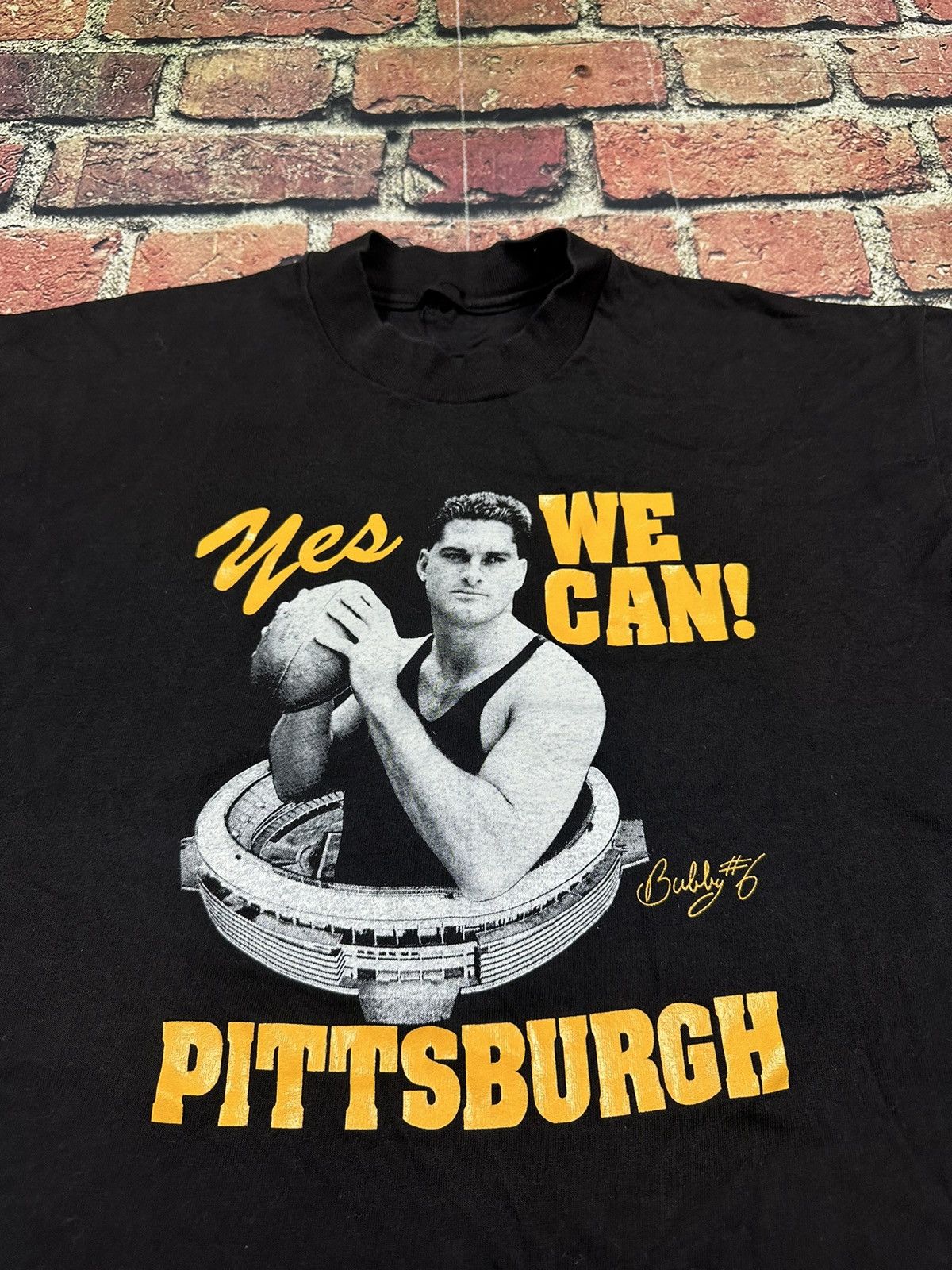NFL Vintage Pittsburgh Steelers Bubby Brister Tee Yes We Can 80s Size US XL / EU 56 / 4 - 3 Thumbnail