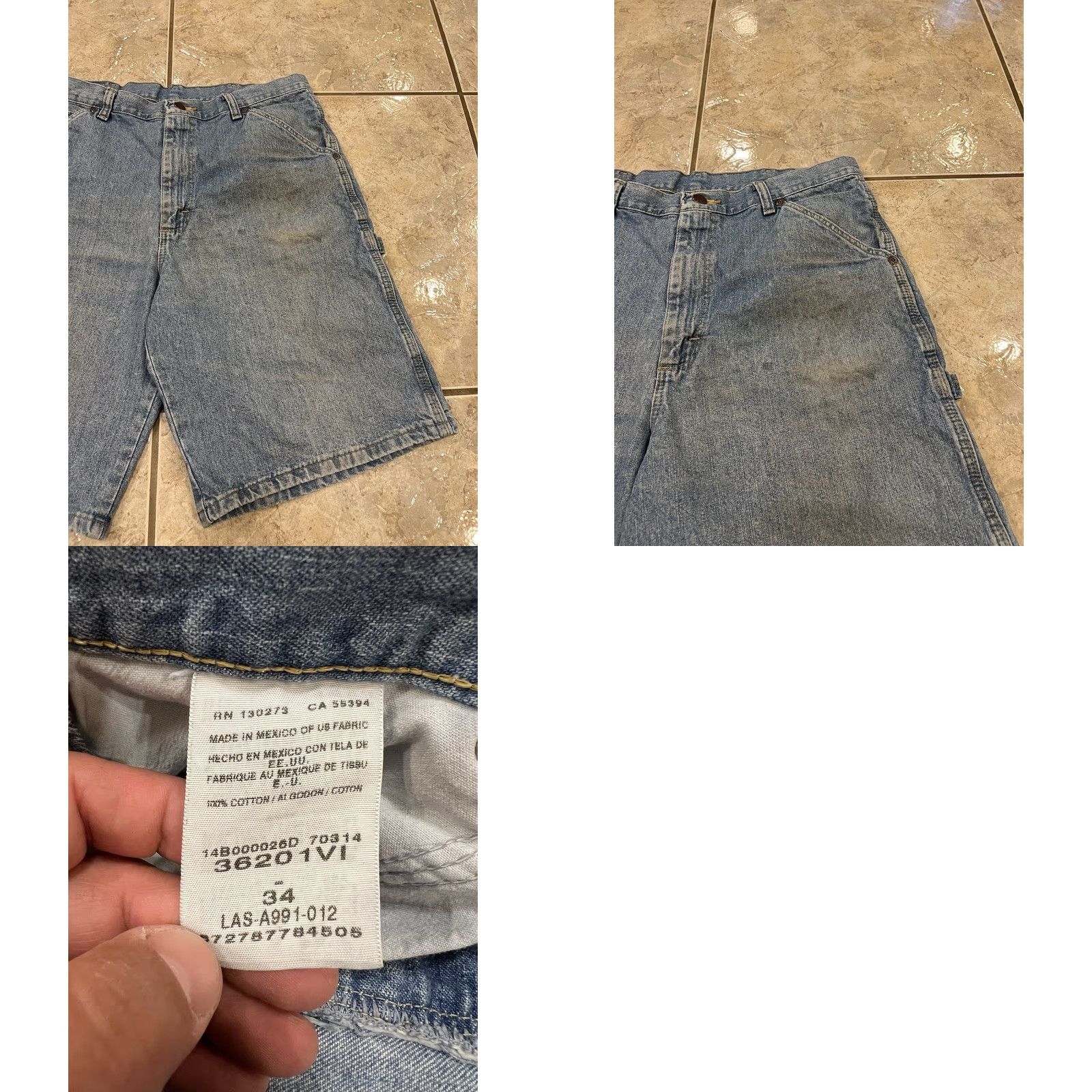 Wrangler VINTAGE Wrangler Blue Denim Carpenter Shorts Jorts 10.5" 34 Mens 90s Grunge Workwear Distressed Size US 34 / EU 50 - 8 Thumbnail