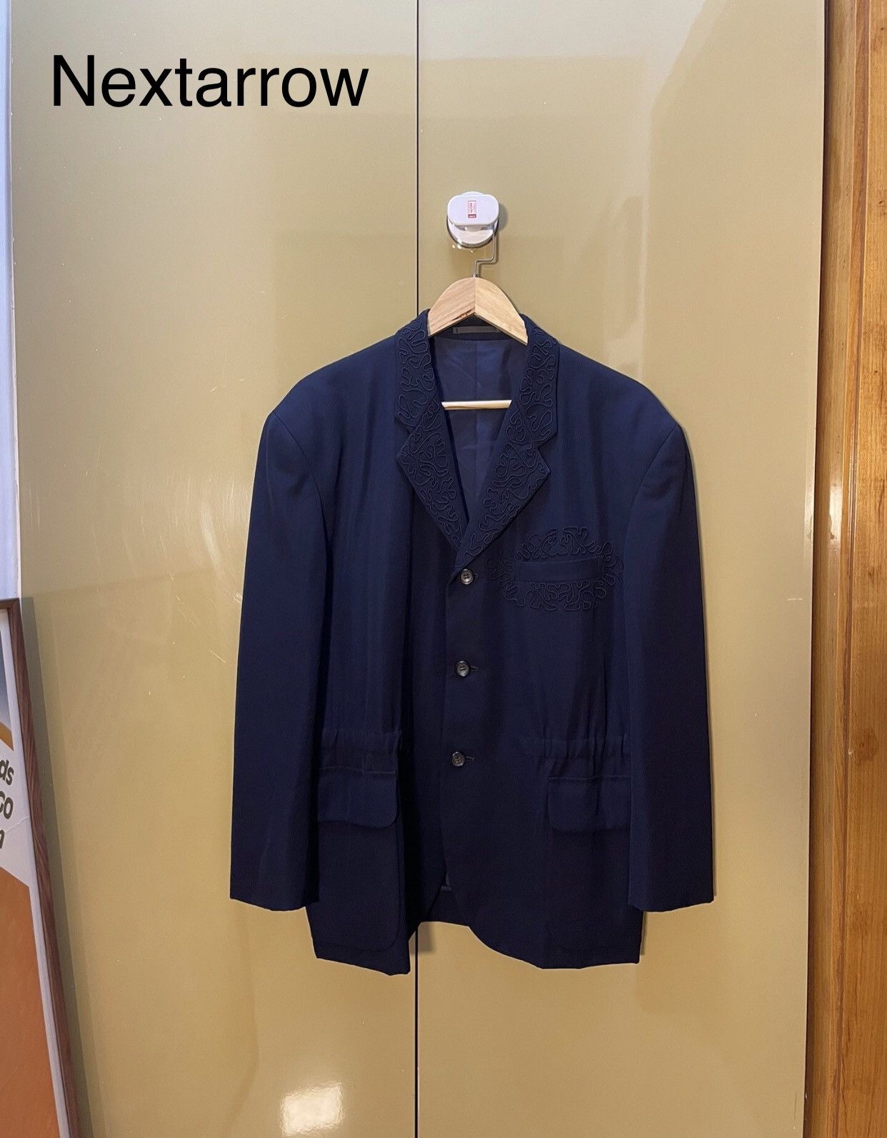 Comme des Garcons Navy blue embroidered suit jacket 2412-Nextarrow Size 40S - 2 Thumbnail