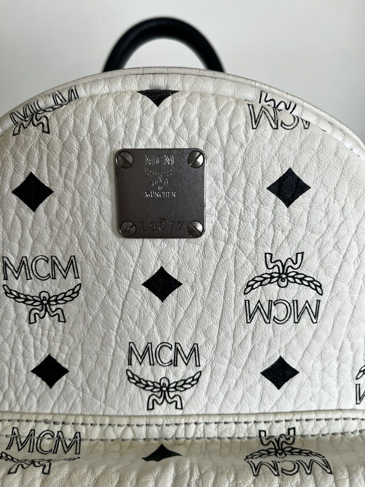 MCM Authentic MCM Stark Visetos Studs Small Backpack | White Size ONE SIZE - 9 Thumbnail