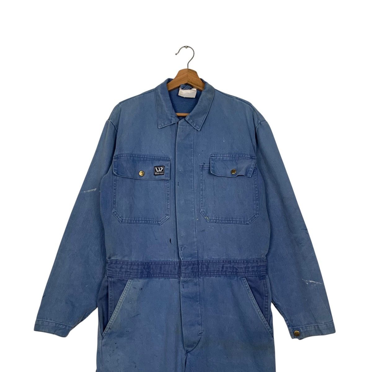 Vintage 90s WENAAS Faded Blue Workwear Carpenter Coverall #2816-C127 Size US 34 / EU 50 - 6 Thumbnail