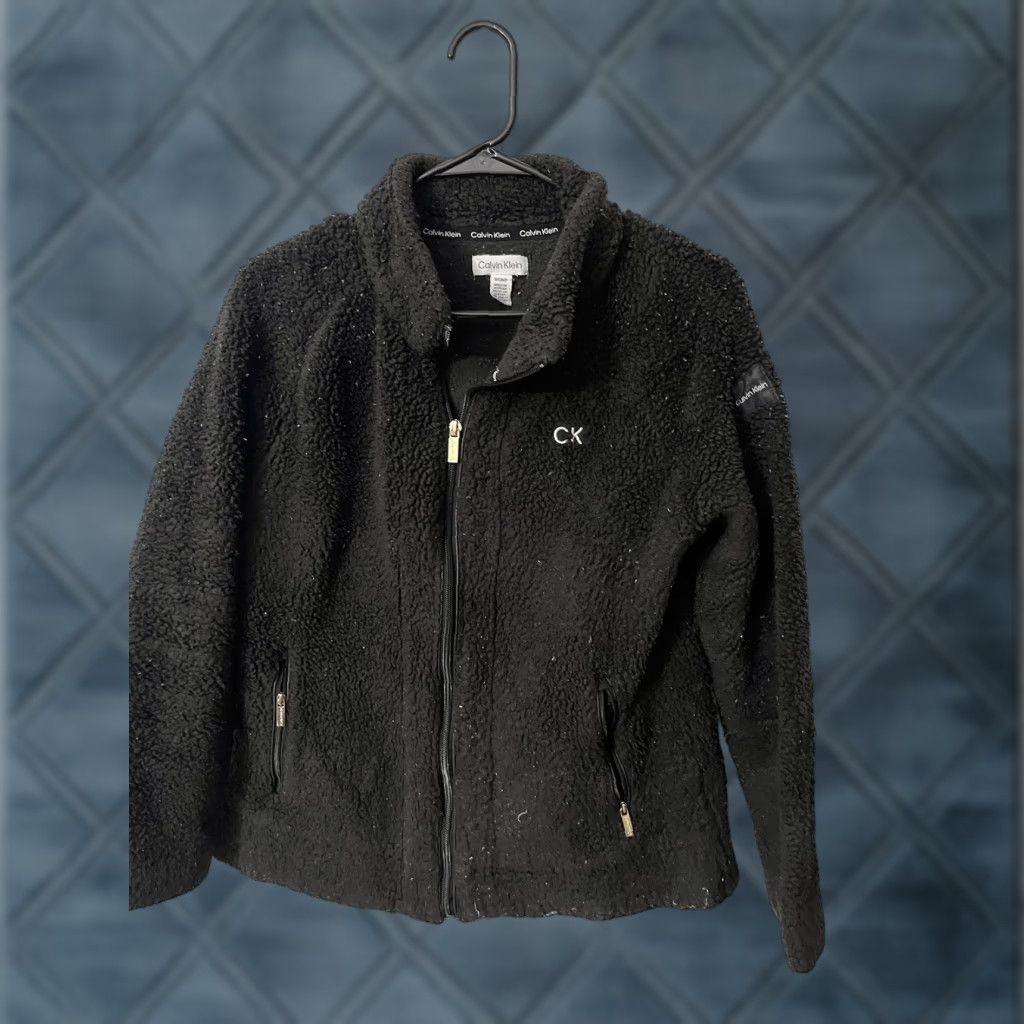 Calvin Klein Calvin Klein Khakis Womens Size Small Black Fleece Full Zip Sherpa Jacket Size S / US 4 / IT 40 - 1 Thumbnail