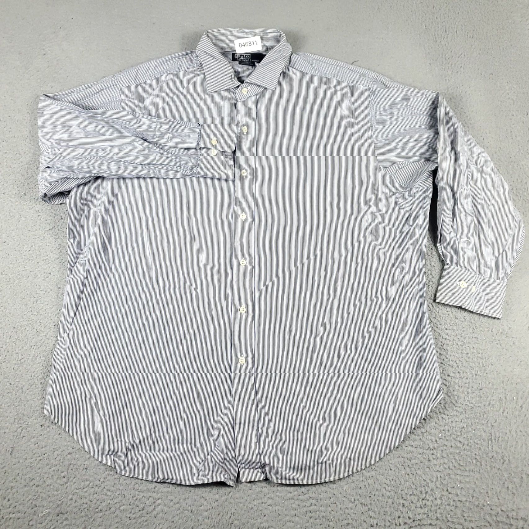 Ralph Lauren Ralph Lauren Shirt Mens 17.5 Blue Striped Dress Button Up Long Sleeve - Classic American Formal Casual Dress Shirt, 17.5 Neck, Blue, Cotton Size 46R - 2 Thumbnail
