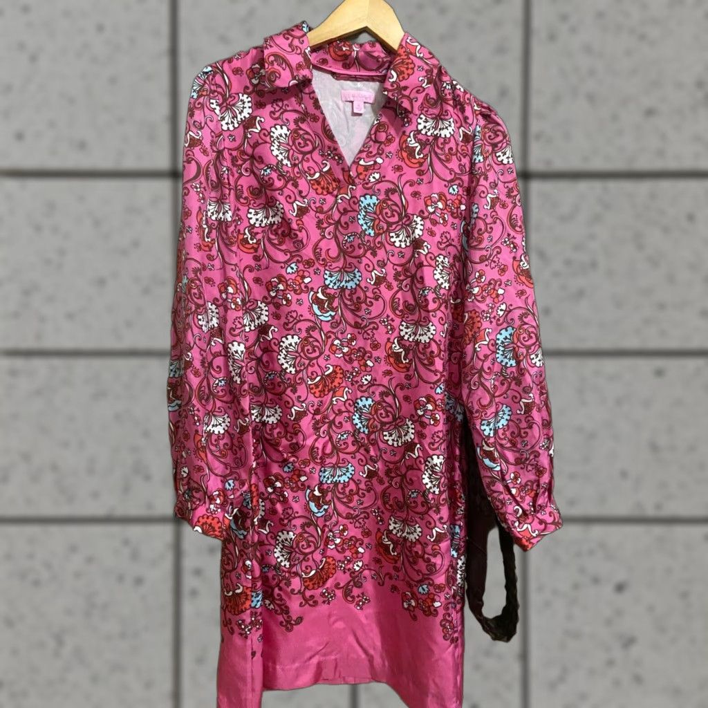 Lilly Pulitzer Lilly Pulitzer Womens Shirt Dress Pink Abstract V-Neck Long Sleeve Small Size S / US 4 / IT 40 - 1 Thumbnail