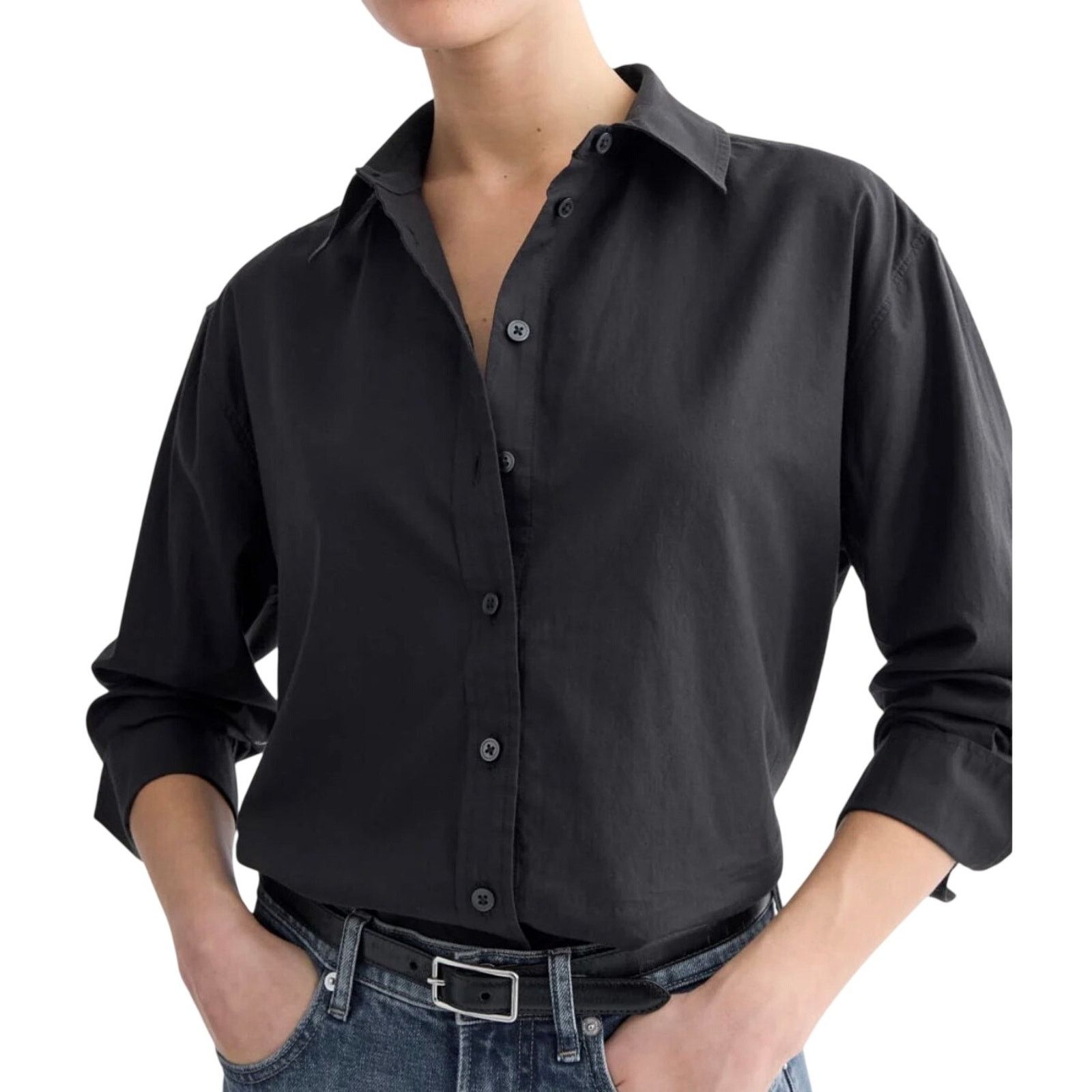 Everlane Everyday Black Button up Collar Shirt Large Relaxed Fit Chic Size L / US 10 / IT 46 - 1 Thumbnail