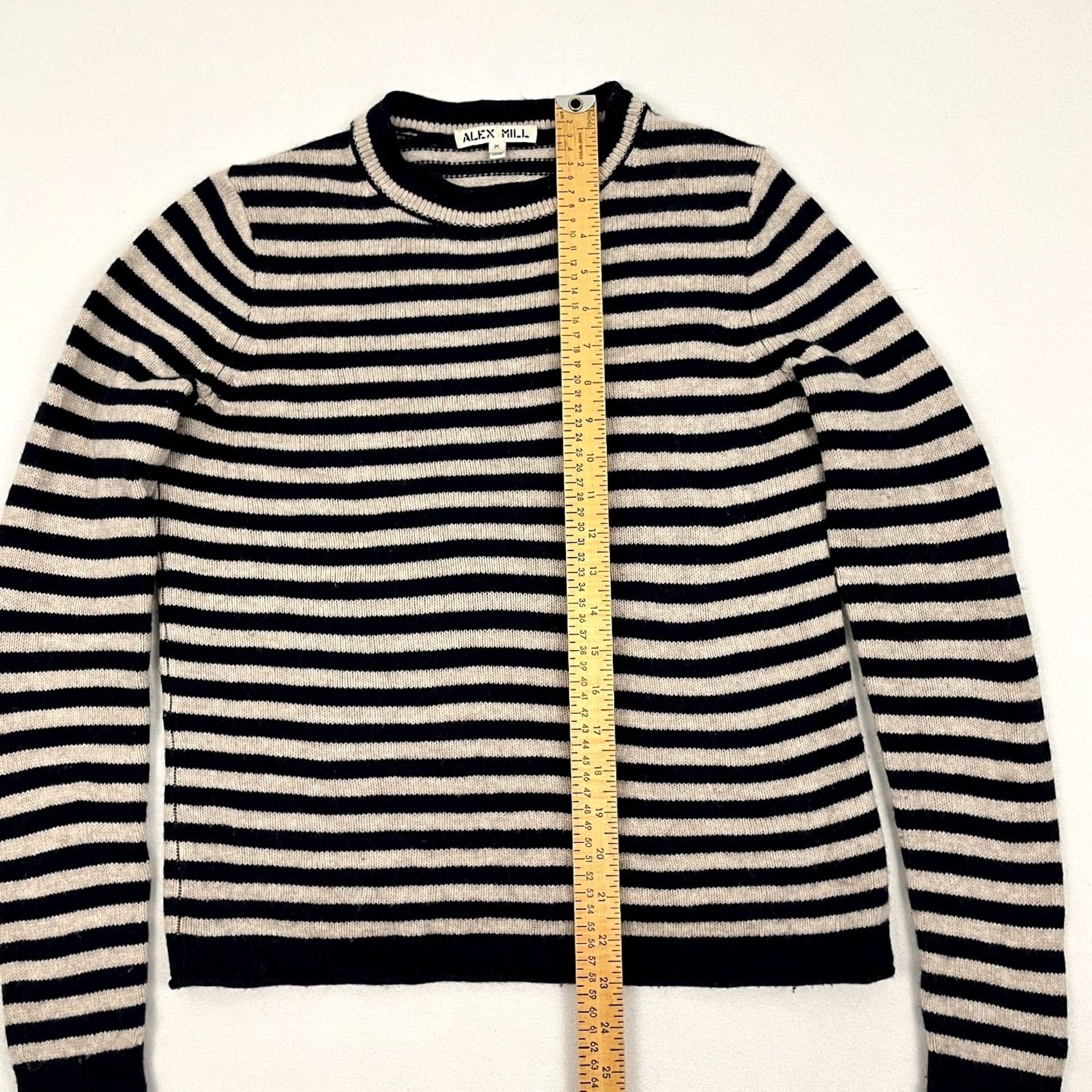 Alex Mill VINTAGE Alex Mill Sun Sweater Womens M Wool & Cashmere Brown Blue Striped Crew Preppy Size M / US 6-8 / IT 42-44 - 4 Thumbnail