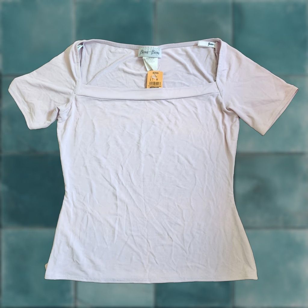 Vintage Bisou Bisou Blouse Top - Size M - Pink - Juniors - Short Sleeve - Pullover - NWT - Acetate Spandex - Solid - Casual Party Business - Girls/Teens Size M / US 6-8 / IT 42-44 - 1 Thumbnail