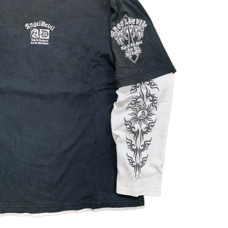 Japanese Brand Y2K Angel Devil Dragon Double Layerd Tee Size US L / EU 52-54 / 3 - 5 Thumbnail