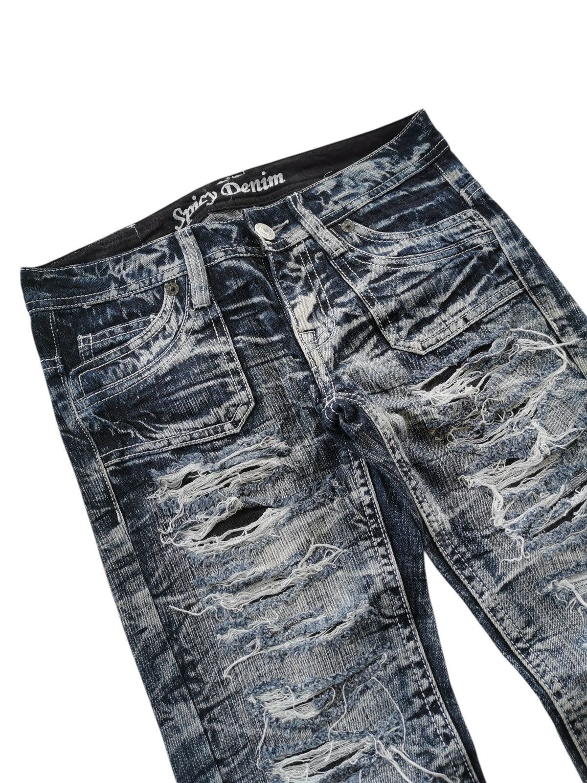 Theory Spice Denim Punk Jeans Flared Bootcuts Clawmark Whisker Boro Size 31" - 8 Thumbnail