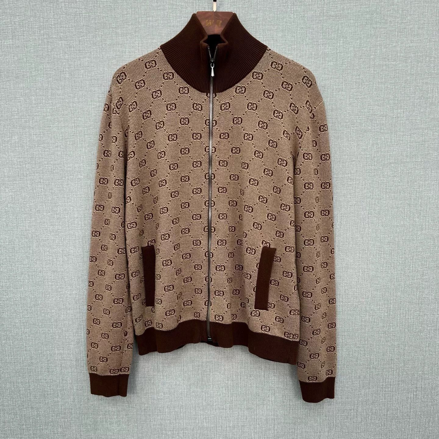 Gucci Gucci Brown GG Logo Zip Knit Jacket Size US S / EU 44-46 / 1 - 1 Thumbnail