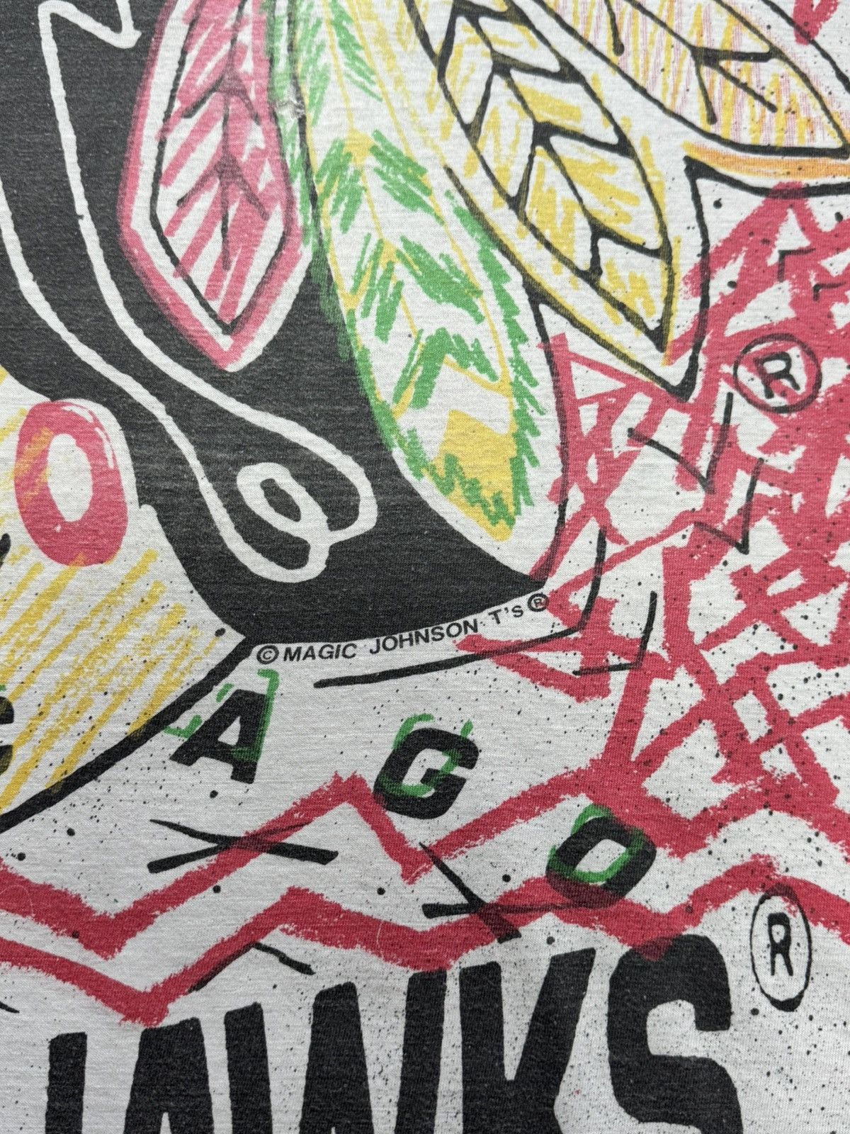 NHL Vintage90s Chicago Blackhawks All Over Print Magic Johnson Size US XL / EU 56 / 4 - 2 Thumbnail