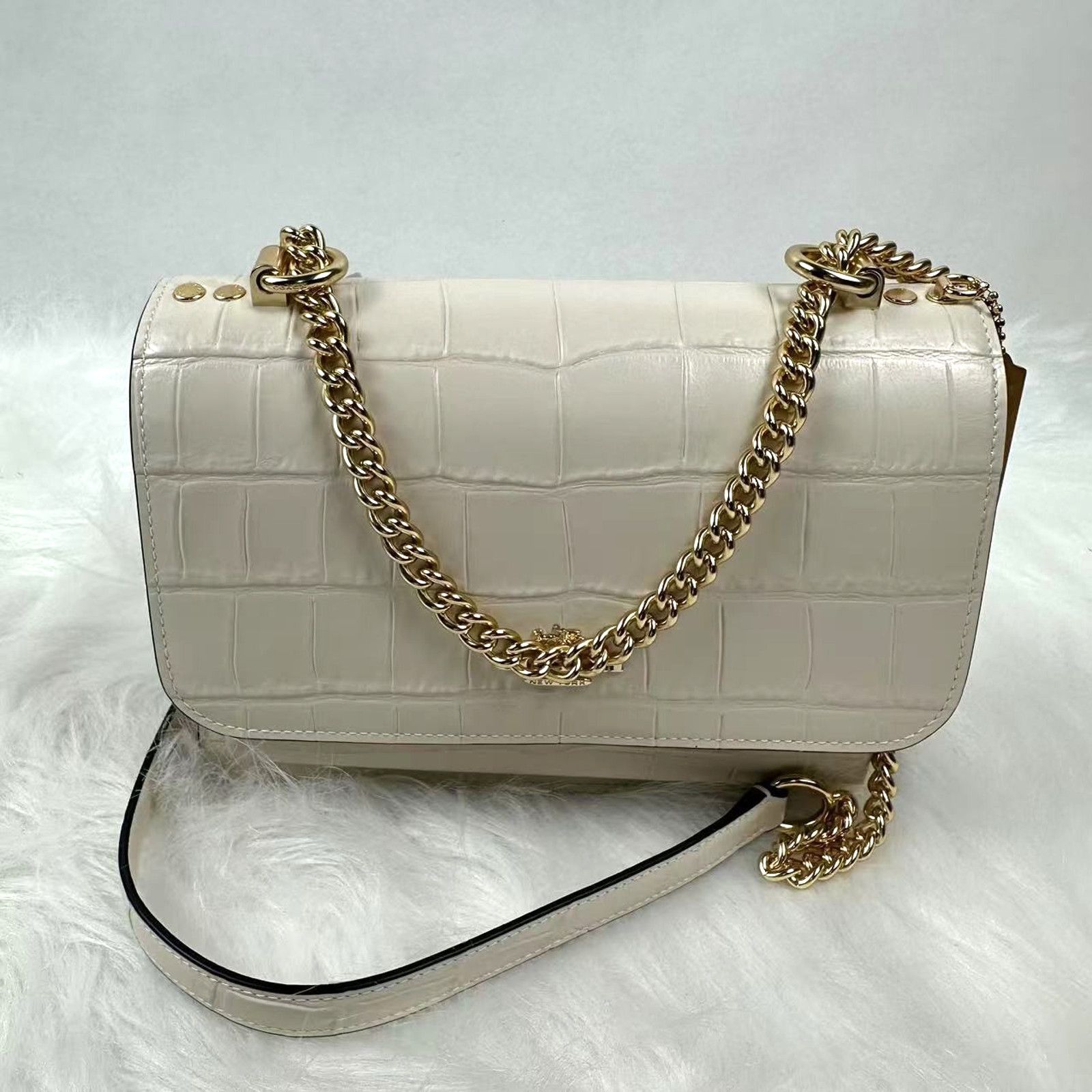 Coach Coach Klare Crossbody Crocodile-embossed Leather Gold/Chalk Size ONE SIZE - 1 Thumbnail