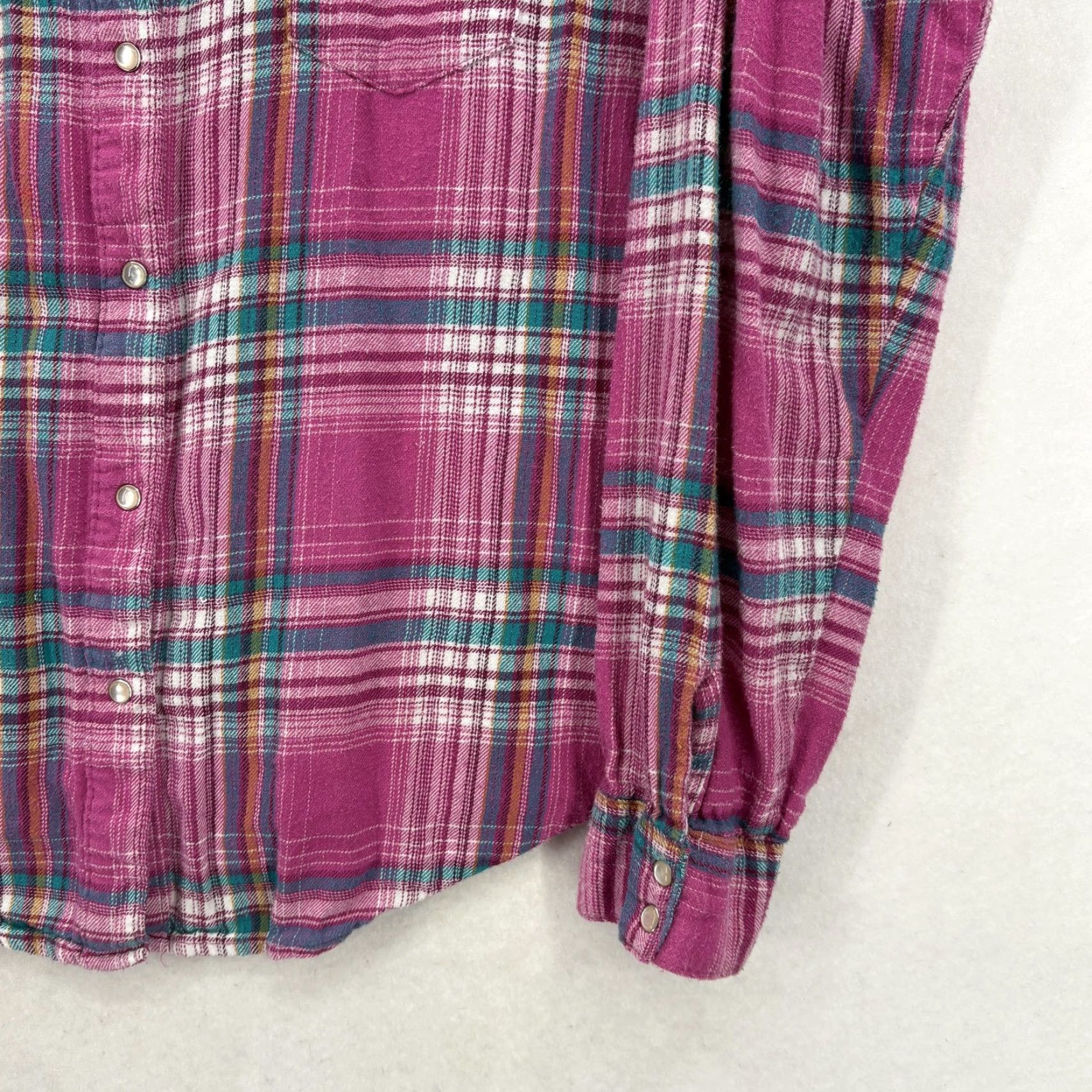 Wrangler VINTAGE Wrangler Shirt Womens 3XL Pink Plaid Flannel Pearl Snap Long Sleeve Western Y2K Size XXL / US 16-18 / IT 52-54 - 3 Thumbnail
