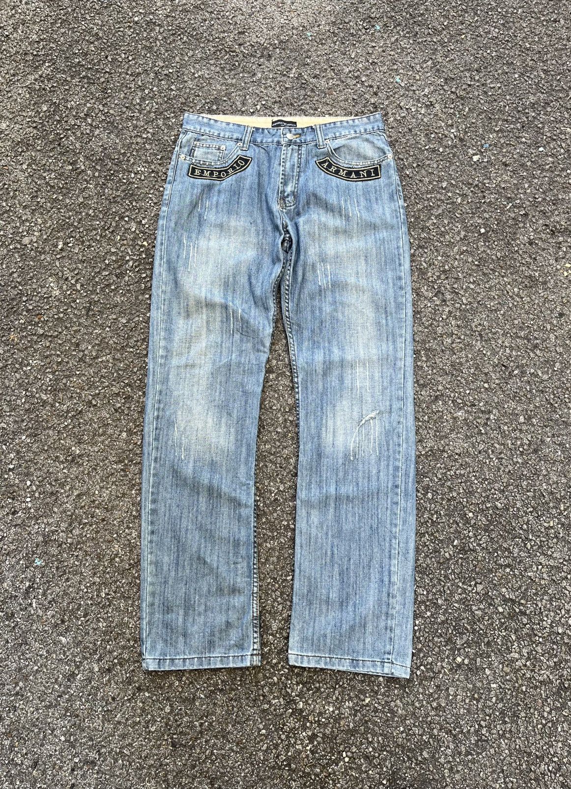 Emporio Armani VTG Rare Archive Emporio Armani Embroidered Wide Logo Jeans Size US 34 / EU 50 - 2 Thumbnail