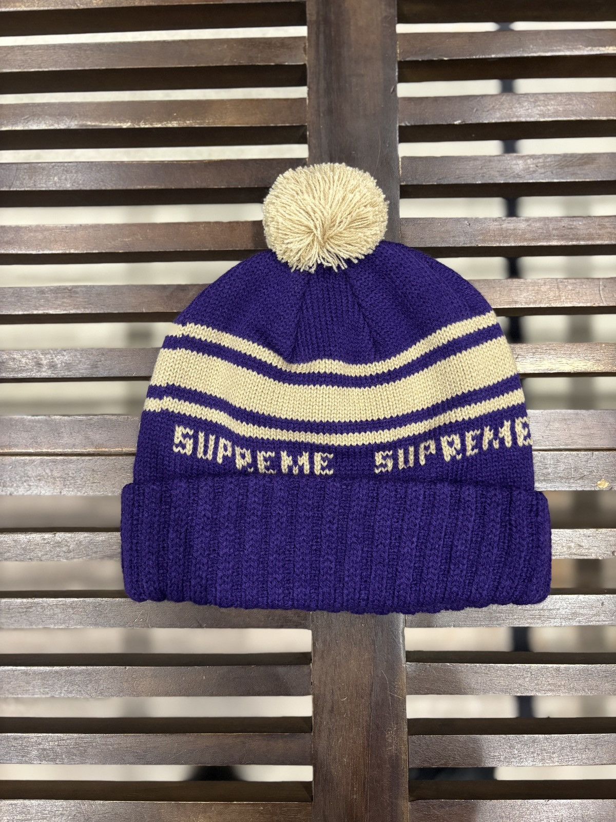 Supreme Supreme Classic Stripe Beanie Purple Size ONE SIZE - 1 Thumbnail