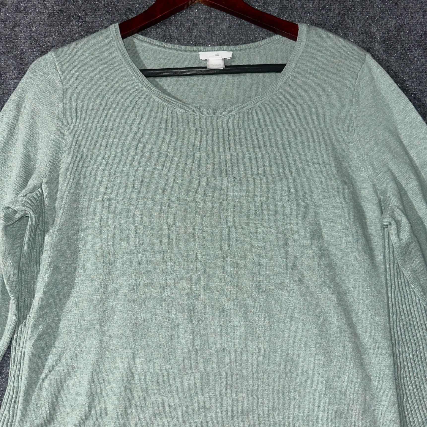 J. Jill J Jill Sweater Women M Green Cotton Blend Long Sleeve Pullover Ribbed Side Size M / US 6-8 / IT 42-44 - 3 Thumbnail