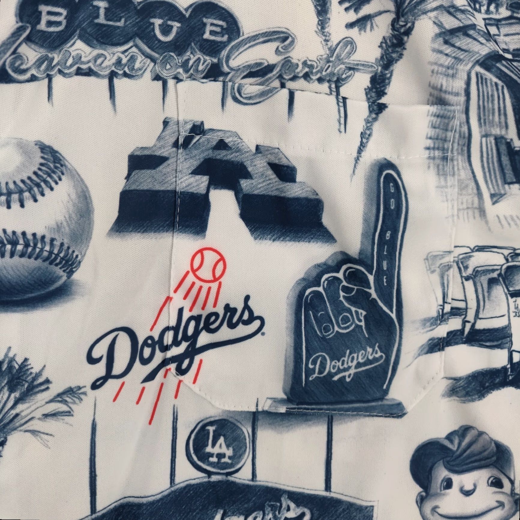 Gloverall LA Dodgers Hawaiian Shirt Mens Medium White Blue All Over Print Size US M / EU 48-50 / 2 - 6 Thumbnail